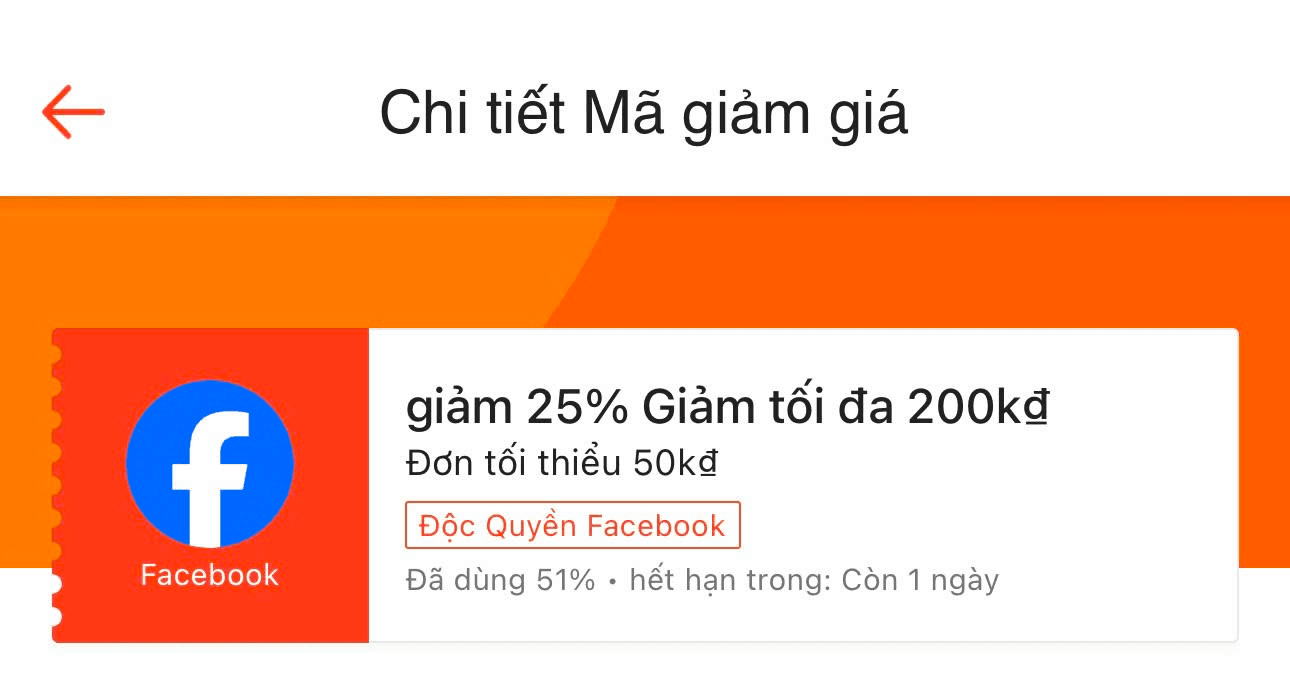 Ví dụ mã giảm giá Facebook